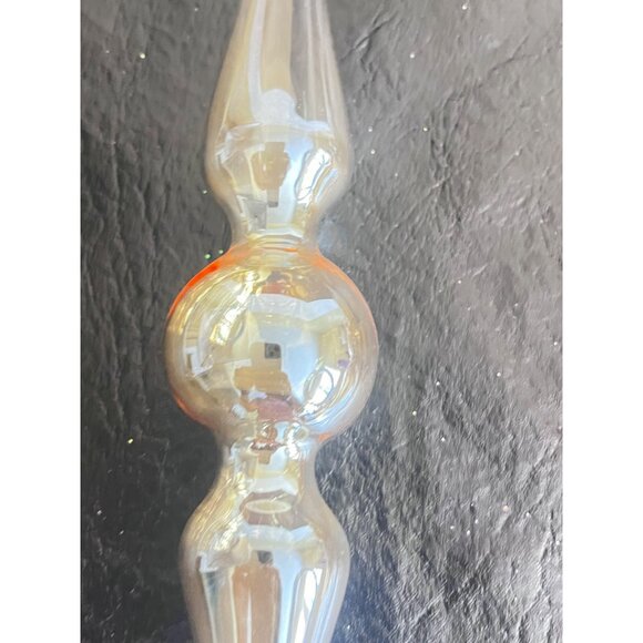 3 Amber Blown Glass Christmas Tree Ornaments Finial Drop - Picture 6 of 6